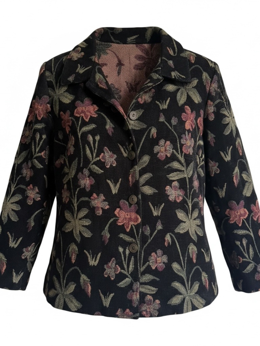 Vintage Statement Floral Jacket | Retro Tailored Jacket Size Large